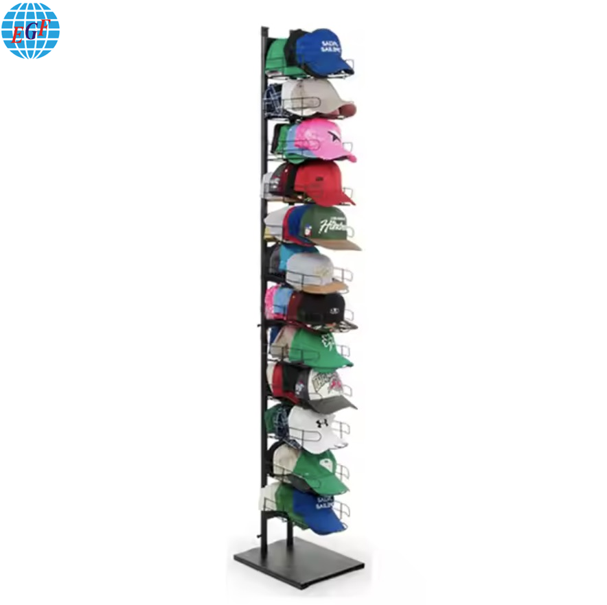 Customized Cap Display Rack Rotating Hat Display Stand Retail Store Metal Display Rack for Caps