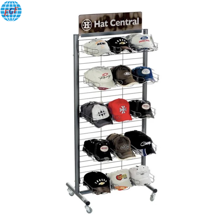 Customized Cap Display Rack Rotating Hat Display Stand Retail Store Metal Display Rack for Caps