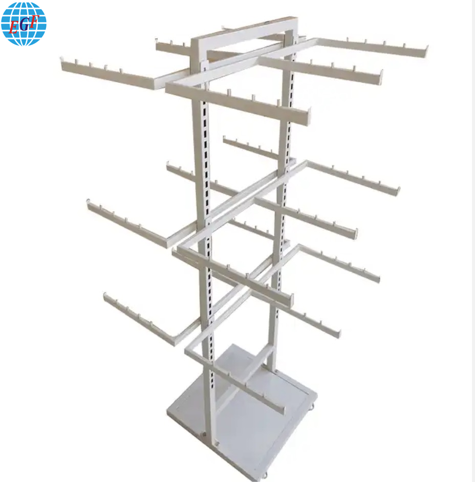 Customizable Two-Way Three-Tier 18-Arm Adjustable Clothing Display Rack