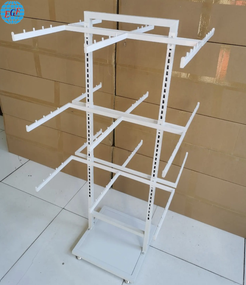 Customizable Two-Way Three-Tier 18-Arm Adjustable Clothing Display Rack