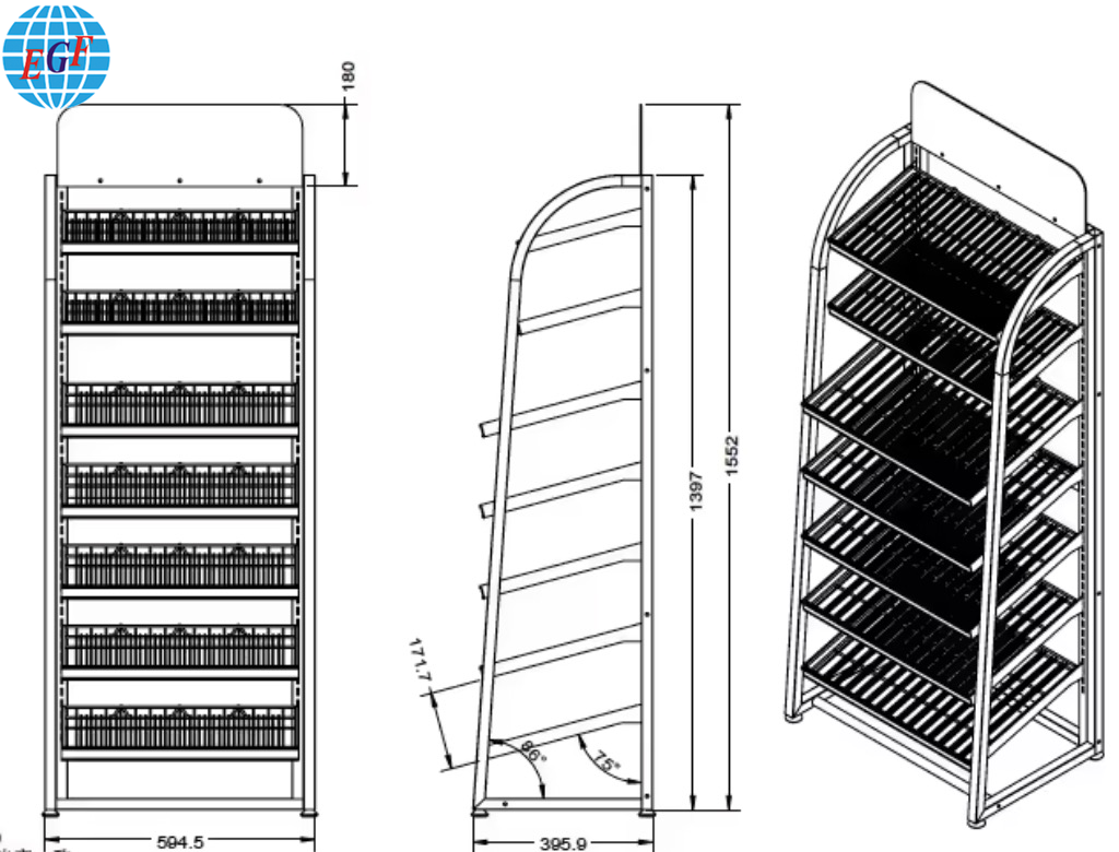 Customized 7 Layers Metal Free Standing Cosmetic Makeup Skincare Nail Polish Display Stand Rack for Shop Retail Supermarket