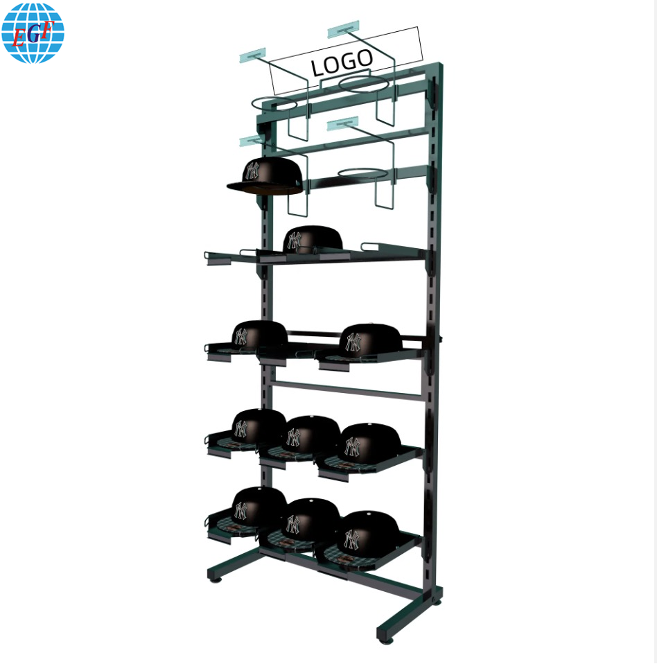 Sturdy Durable Store Retail Winter Beanie Cowboy Hats Cap Golf Hats Metal Hook Display Rack Stand