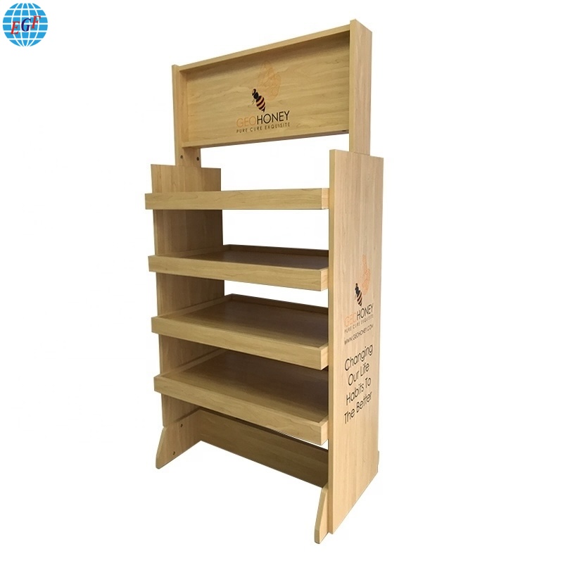 Custom Logo Wood Food Rack Honey Display Stand For Retail Store2