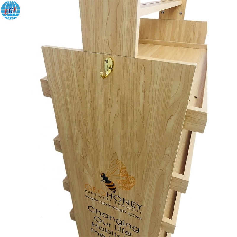 Custom Logo Wood Food Rack Honey Display Stand For Retail Store4