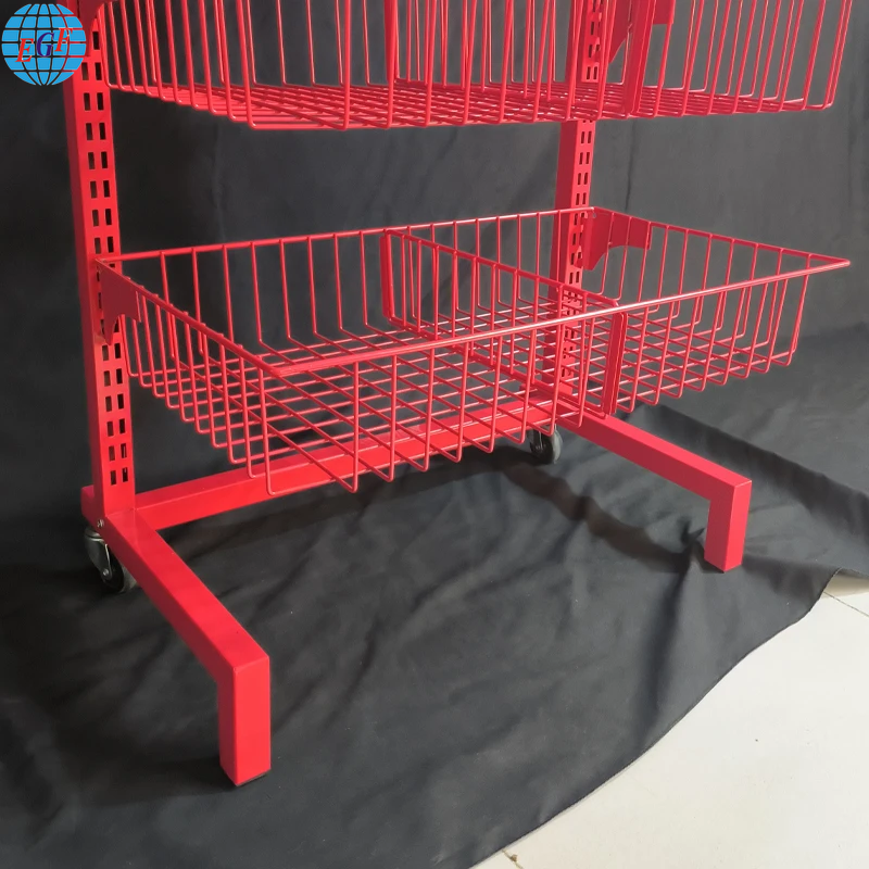 Custom Store 5 Layers Snack Potato Chips Metal Wire Basket Display Rack Biscuit Drink Food Display Stand