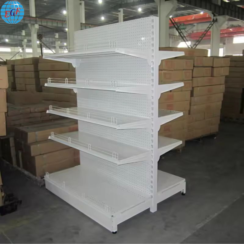 Double Side Back Hole Board Five Layers Supermarket Display Shelves, Customizable