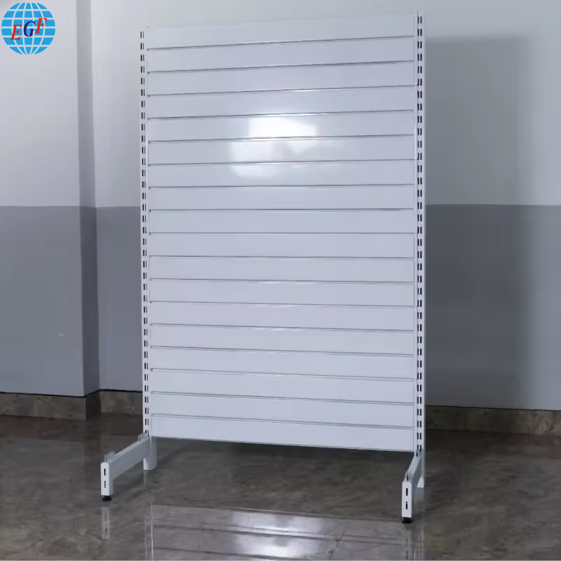 Single Side Supermarket Metal Slatwall Gondola Shelves with Light Box