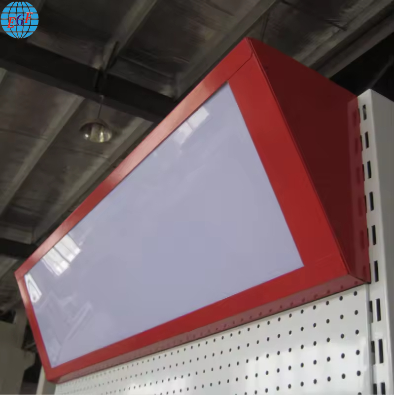 Customizable Single Side Back Hole Board Five Layers with Metal Plate and Wire Shelf Supermarket Display Shelves Top with Light Box