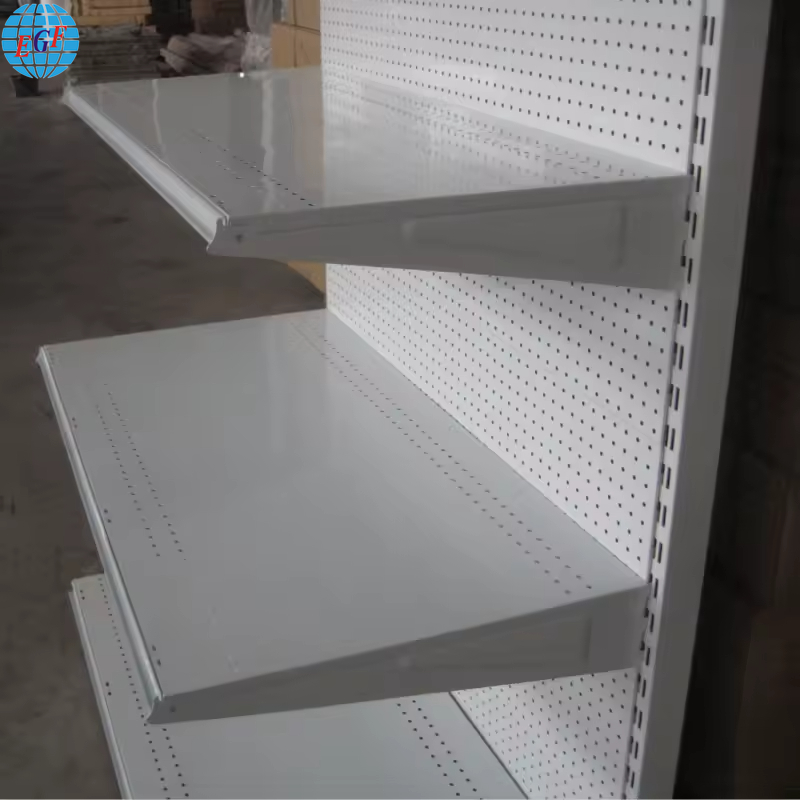 Customizable Single Side Back Hole Board Five Layers with Metal Plate and Wire Shelf Supermarket Display Shelves Top with Light Box