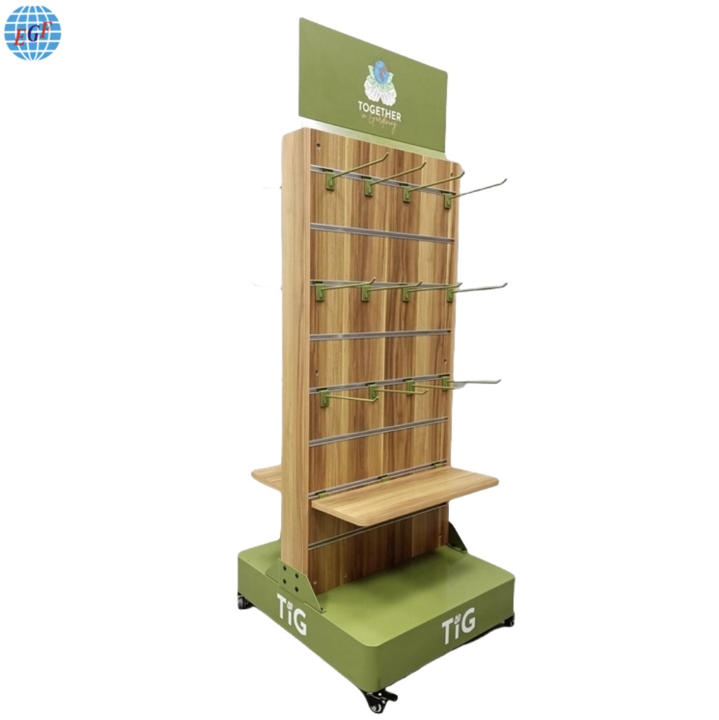 Retail Mobile Accessory Wooden Display Rack Stand With Hanging Hooks1