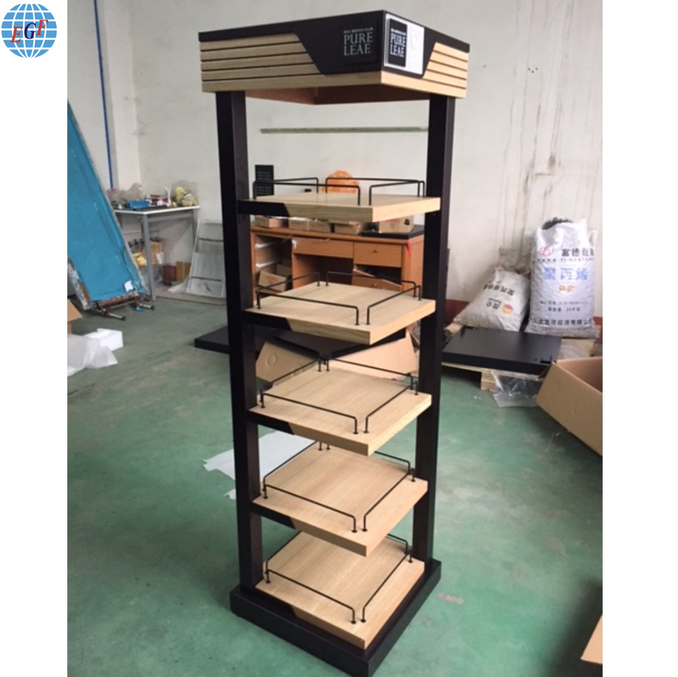 Starbucks Customized Five-Tier Metal and Wood Display Rack2