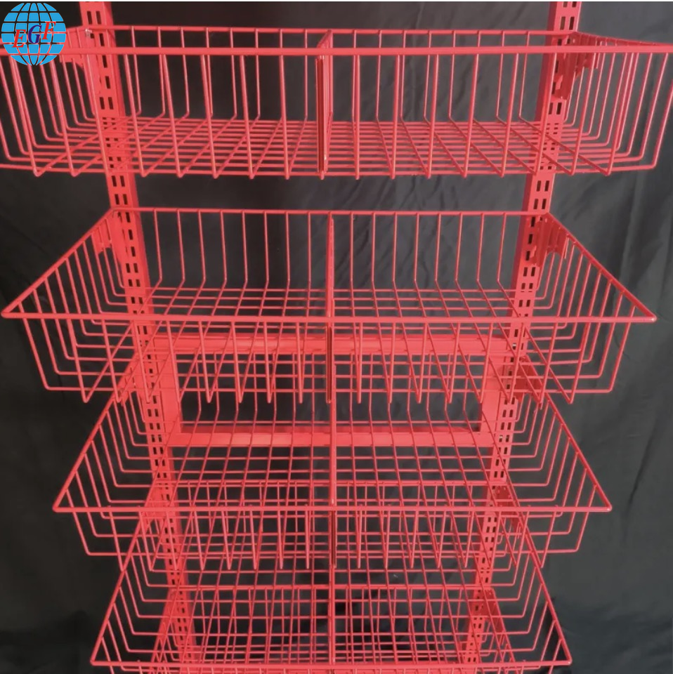 Custom Store 5 Layers Snack Potato Chips Metal Wire Basket Display Rack Biscuit Drink Food Display Stand