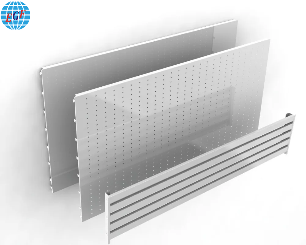 Custom Supermarket Shelf Metal Pegboard Perforated/Grid/Slatwall/Panel Back Display Rack