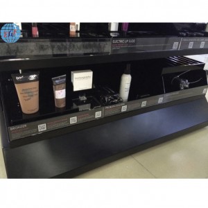 Single-Sided Floor Stand Cosmetic Display Cabinet with 18 Acrylic Trays Printed Logo