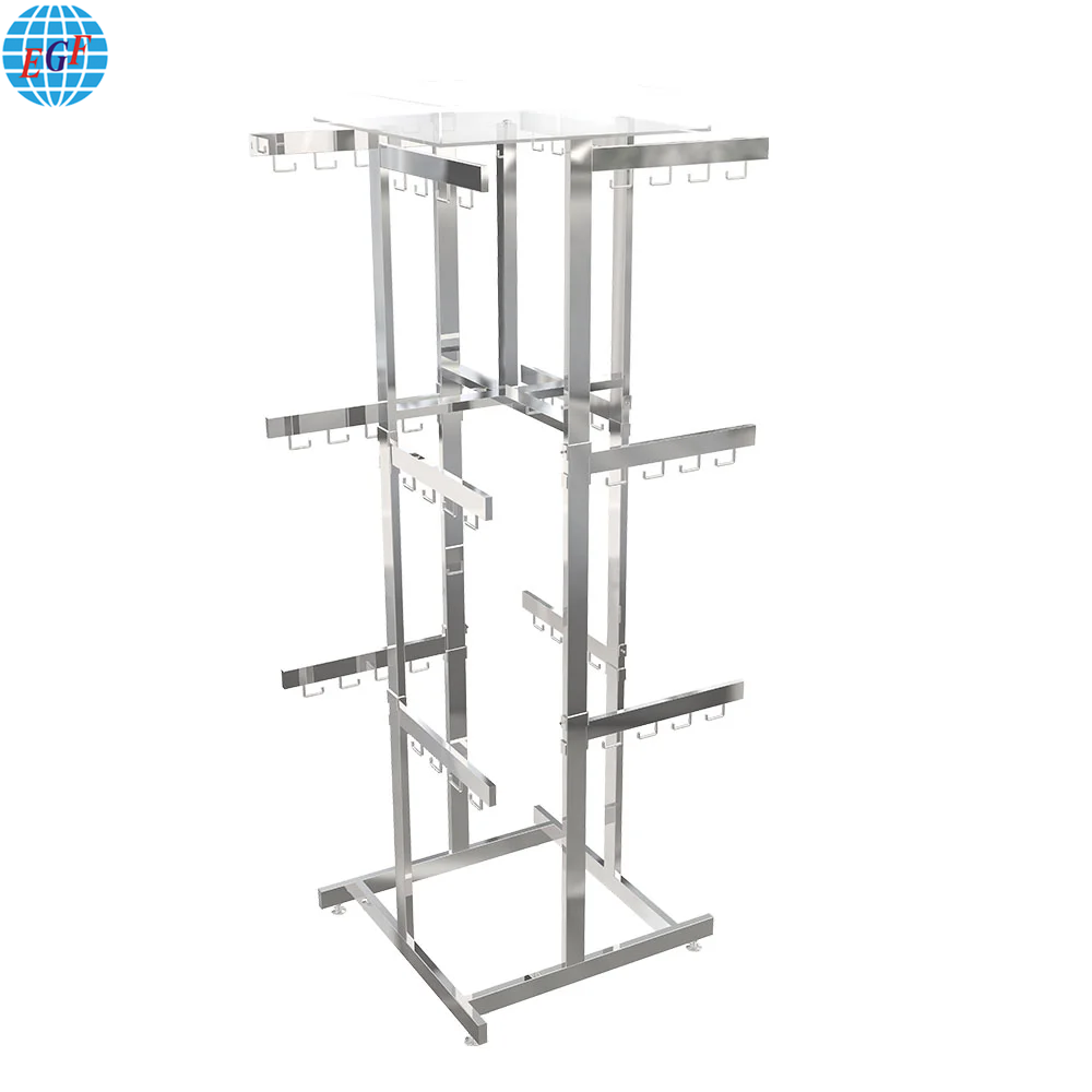 3 Styles 4 Way High Capacity Steel Rack Customizable Arms & Hooks, Adjustable Height, Versatile Finishes