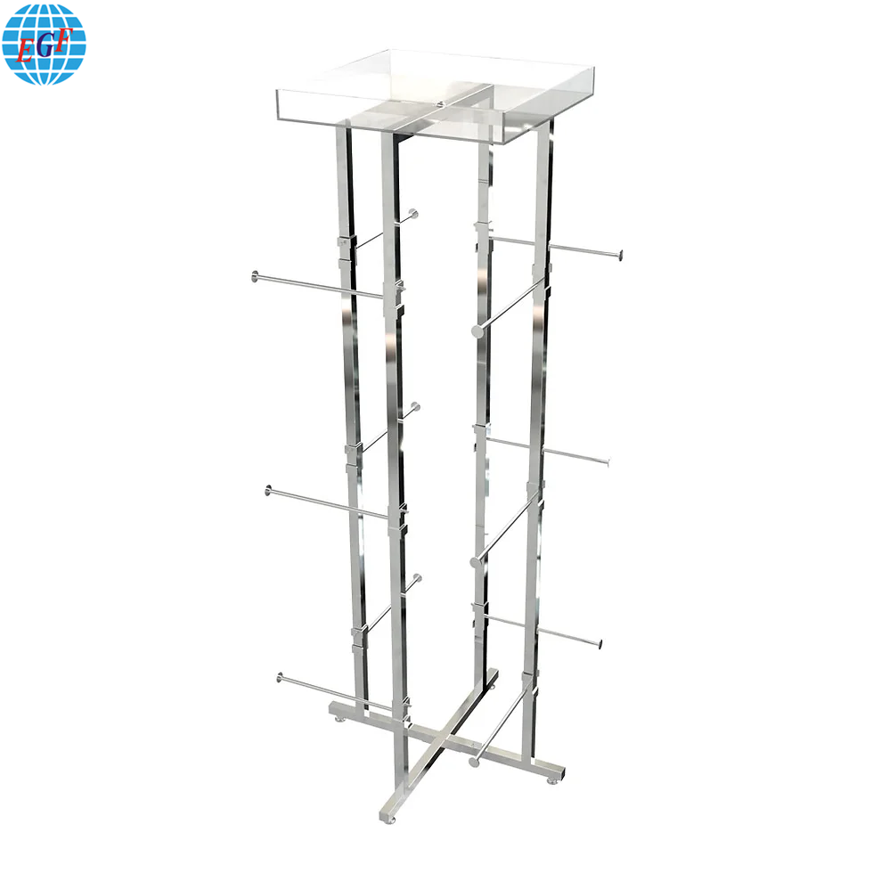 3 Styles 4 Way High Capacity Steel Rack Customizable Arms & Hooks, Adjustable Height, Versatile Finishes