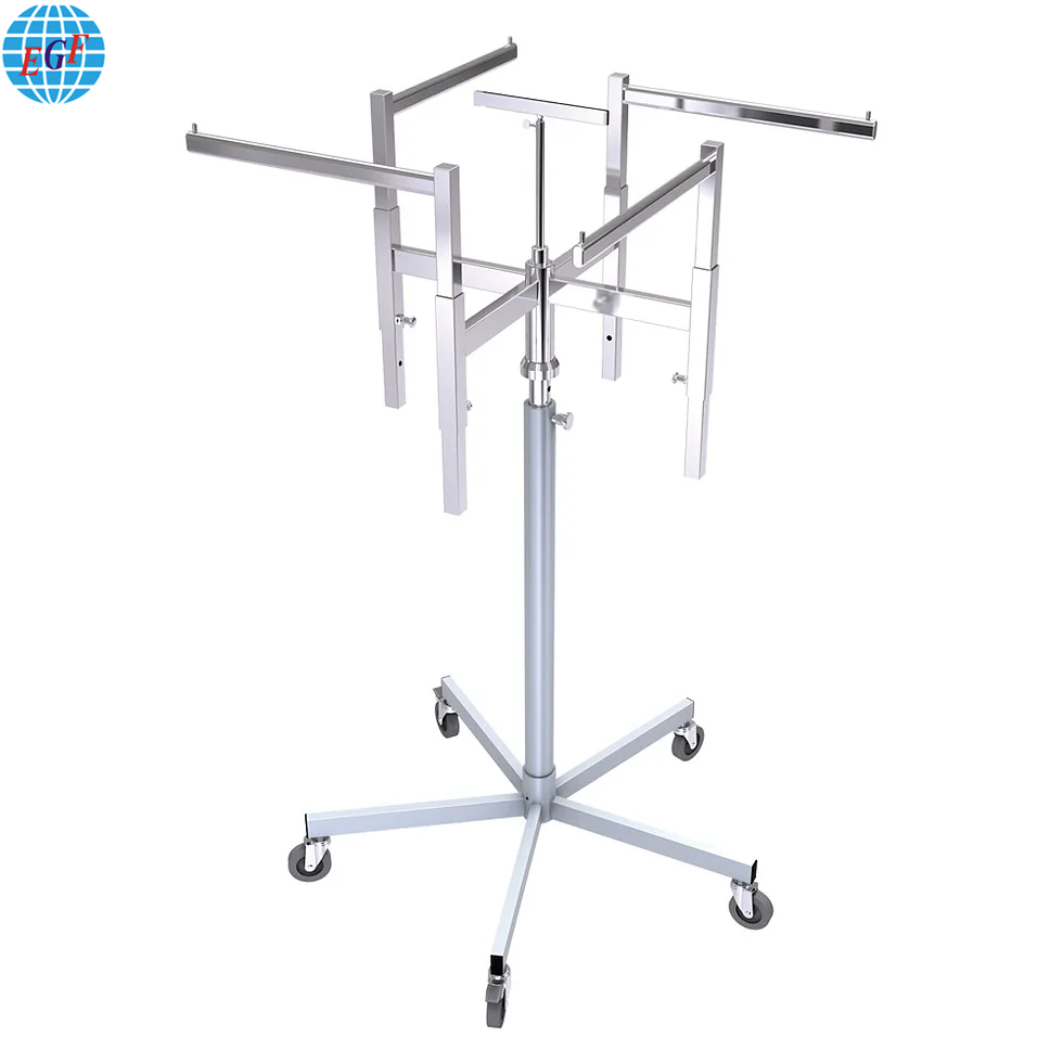 2 Styles Smooth Rotating 4-Way Steel Garment Rack Adjustable, Heavy-Duty Design with Choice of Finishes