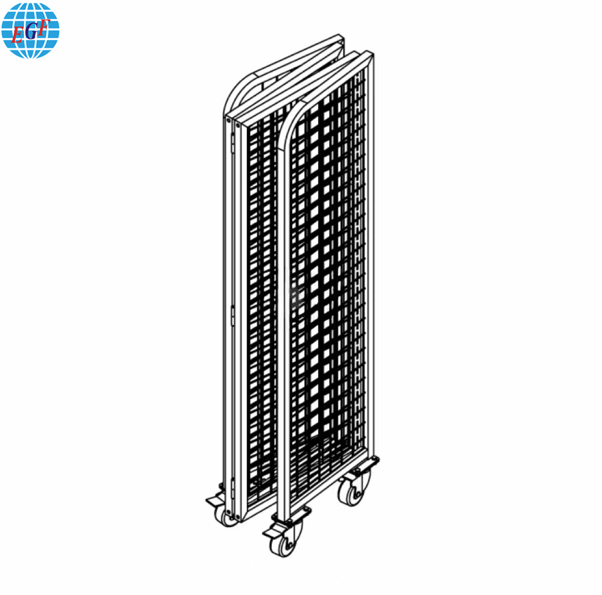 Space-Saving Foldable Gridwall Display Rack with Adjustable Shelves and Castors Storage Solution Powder Coating Portable Design