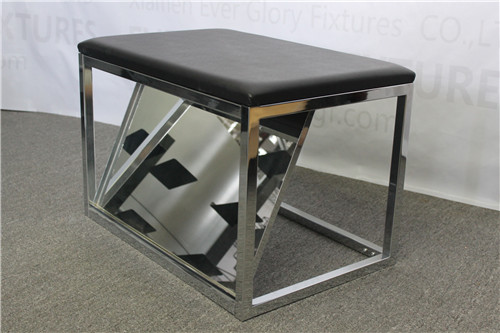 Metal Shoe Bench With upholstered top and Glass Mirror