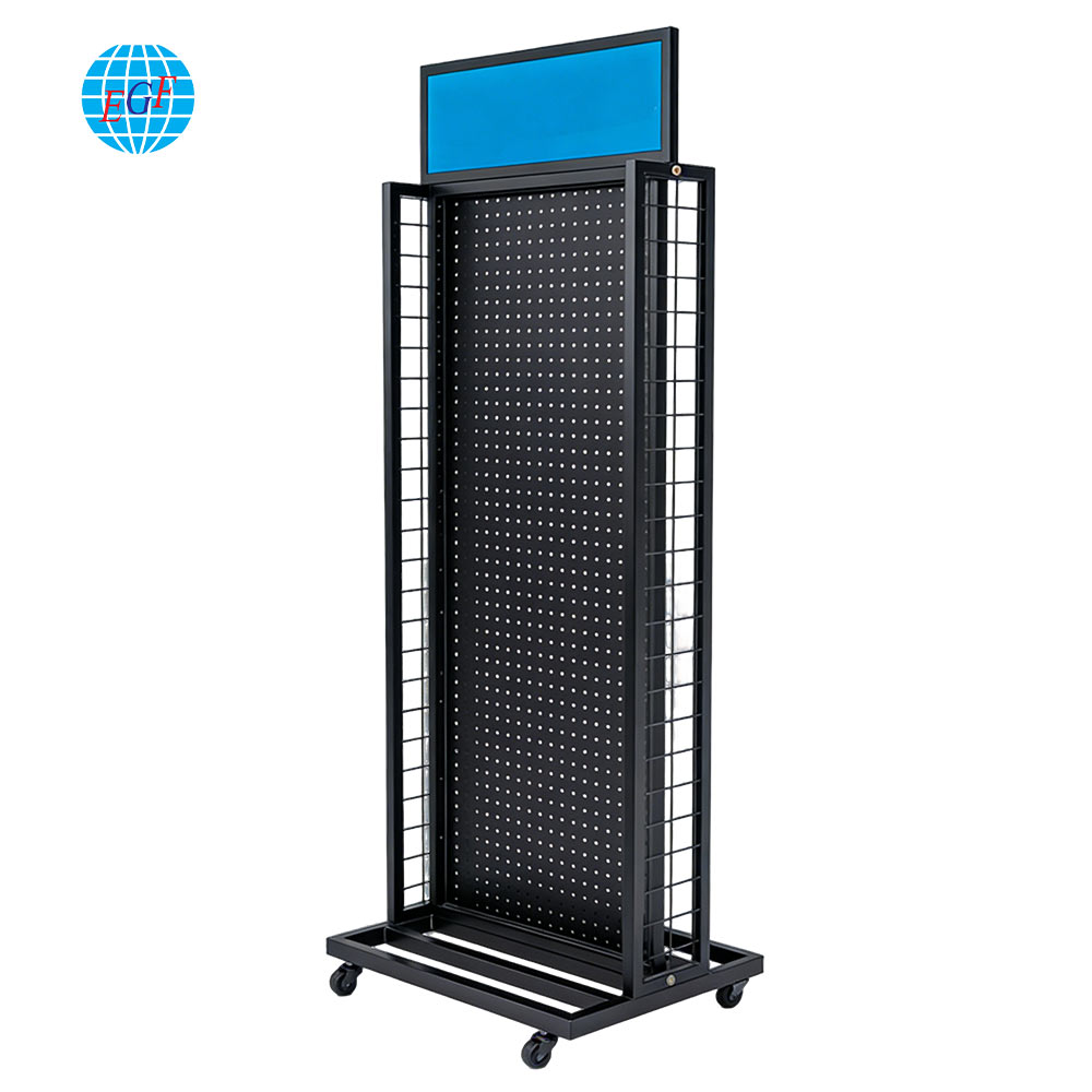 Customized Stan Module Display Custom Metal Supermarket Pegboard Display Rack, Movable with Casters ...