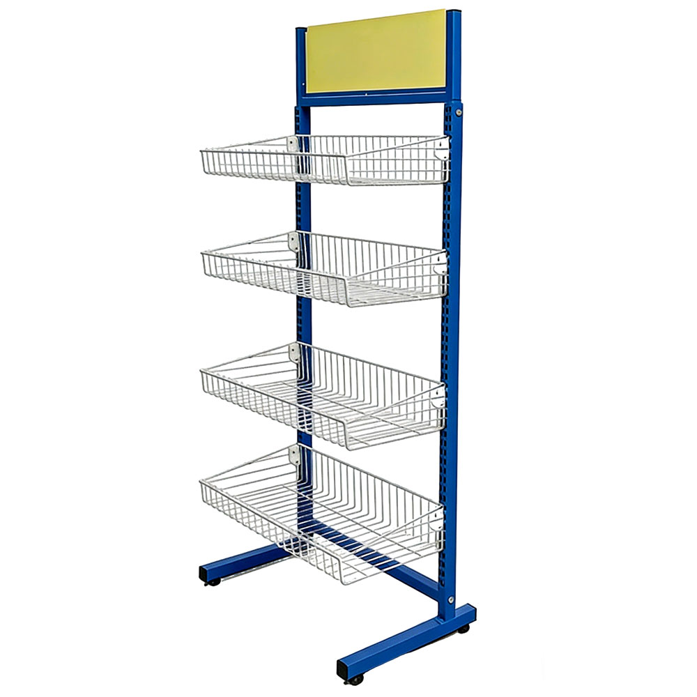 Slanted Wire Rack Custom Commercial Four Tier Slanted Wire Basket Display Rack ...