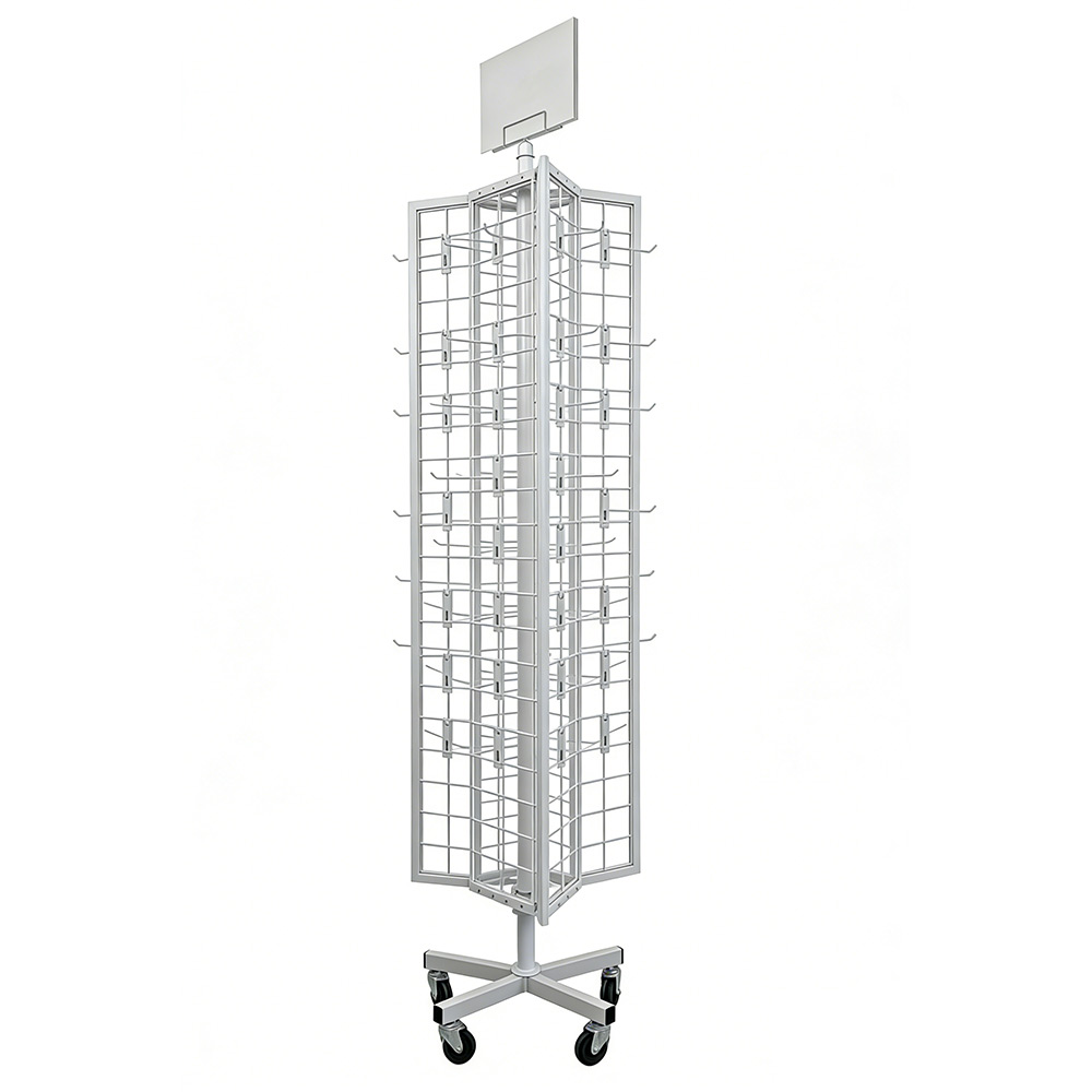 Rotating Display Rack With Wide Base Custom Metal Rotating Display Stand Floor Standing Four Sided Wheeled ...