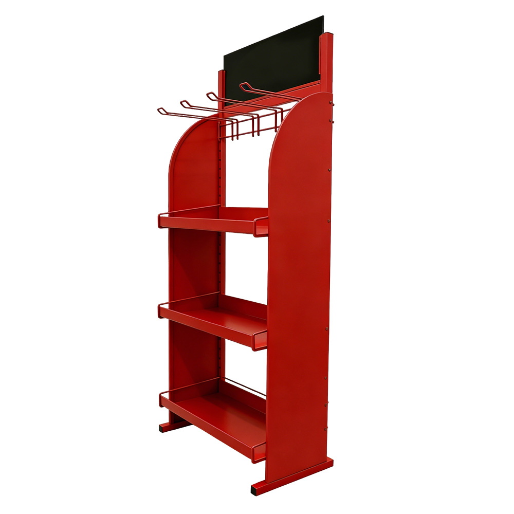 Custom Metal Hook Display Rack With Shelves Detachable Commercial Shelf ...