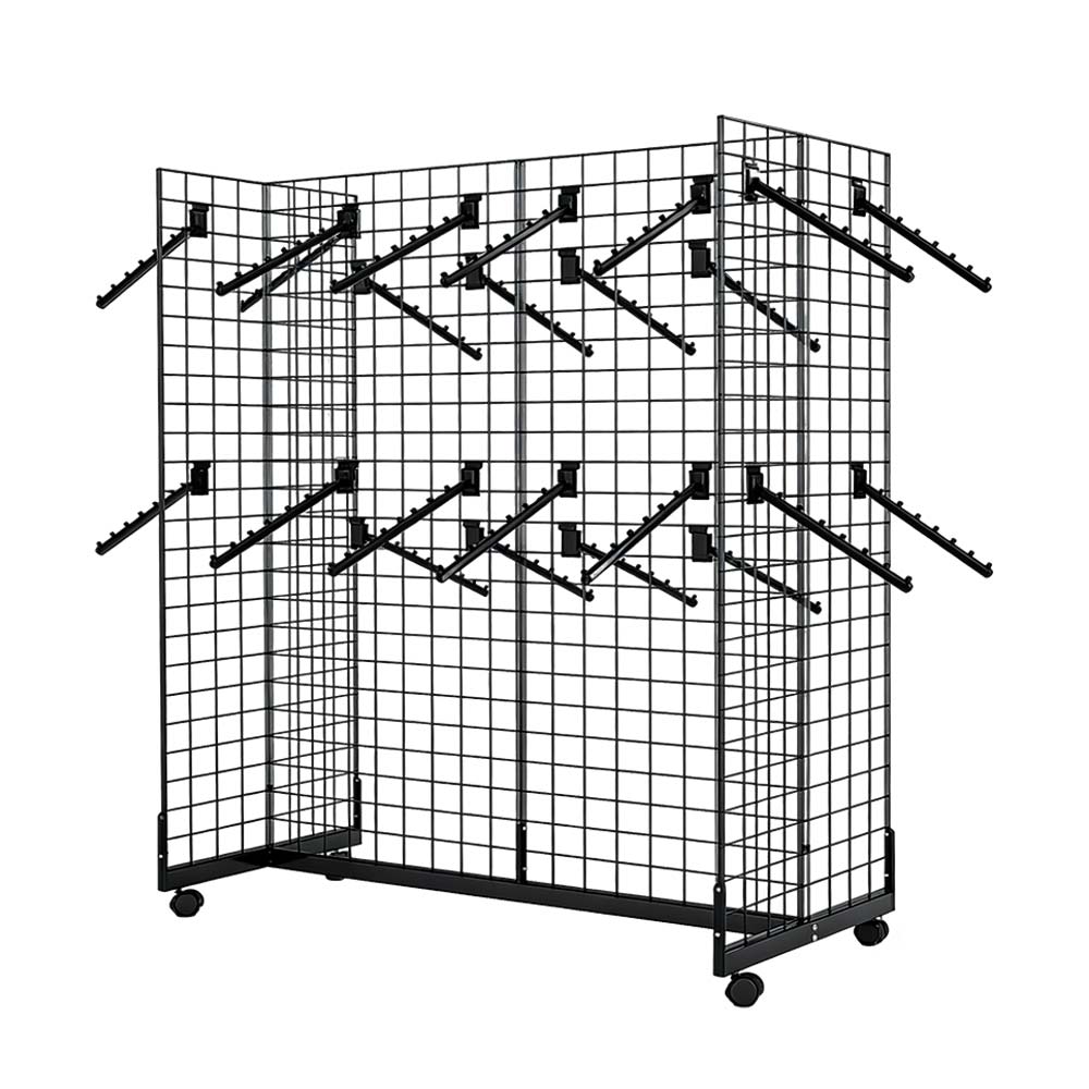 X Shaped Display Rack Custom Customized Metal Display Rack Double Sided Grid Wire Shelving ...