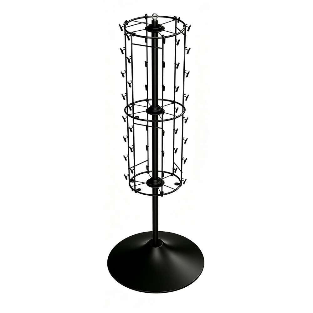 Rotating Display Rack With Wide Base Custom Metal Rotating Display Rack Customizable KD Knock-Down Jewelry ...