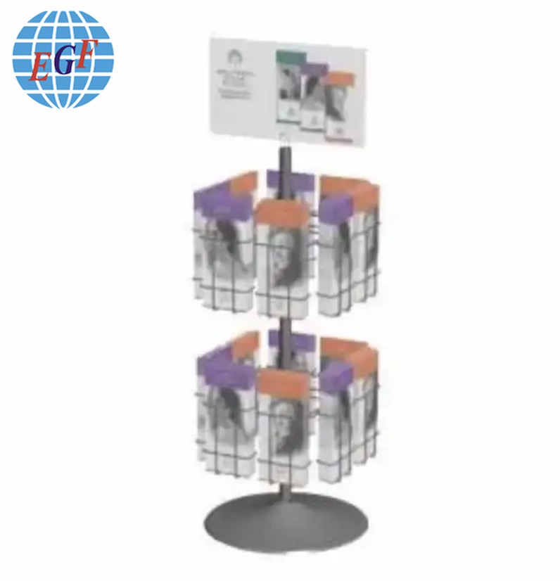 RotatiRotating Metal Phone Accessories Stand with Two or Three Layers, Each Layer with Six Slots, Equipped with Logo Holder, Customizableng Metal Phone Accessories Stand with Two or Three Layers, Each Layer with Six Slots, Equipped with Logo Holder, Customizable