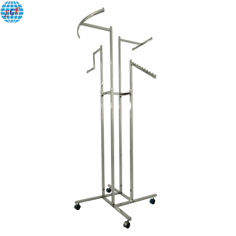 4-Way Cloth Display Rack with Caster or Foot Options Customizable OEM Design