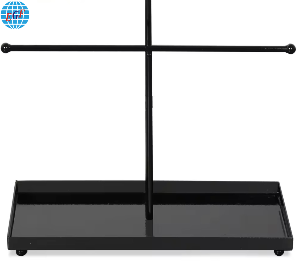 Three-Tier Metal Countertop Display Stand for Rings, Jewelry, and Necklaces with 20 Hooks, Customizable