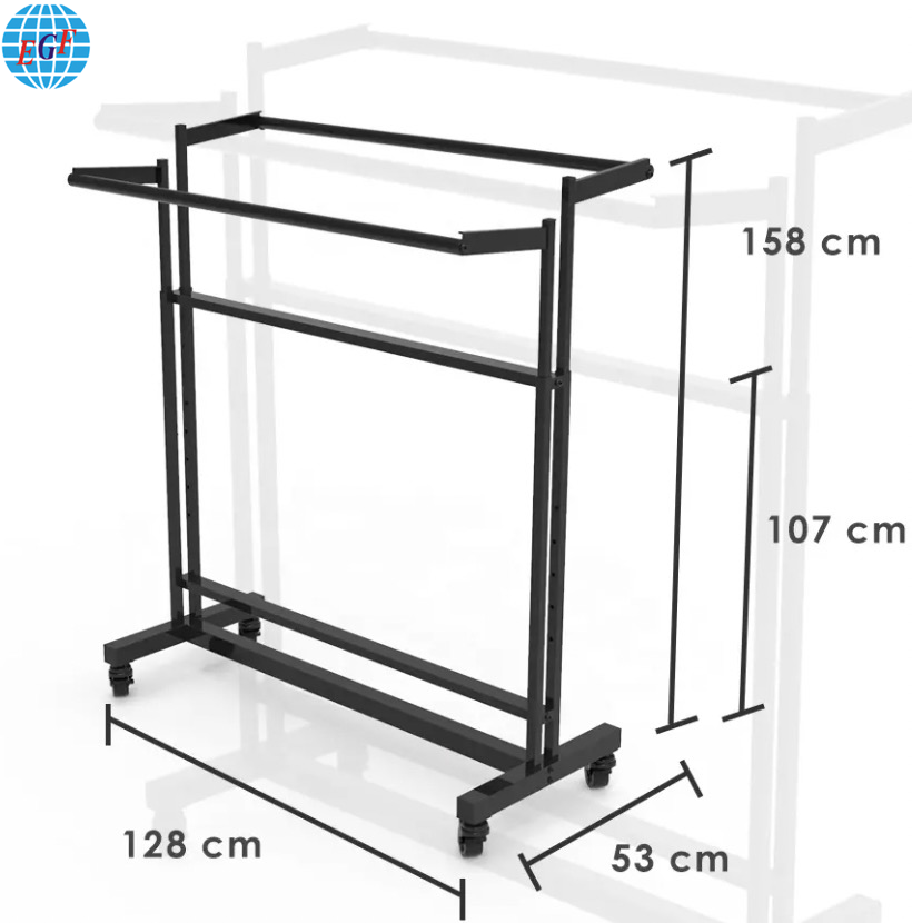 Double-Sided Customizable Metal Clothing Rack for Retail Stores, Customizable