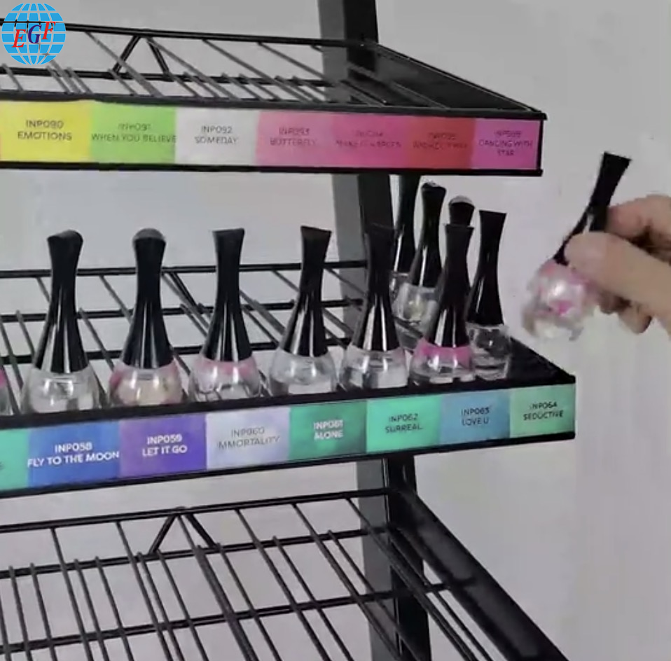Customized 7 Layers Metal Free Standing Cosmetic Makeup Skincare Nail Polish Display Stand Rack for Shop Retail Supermarket