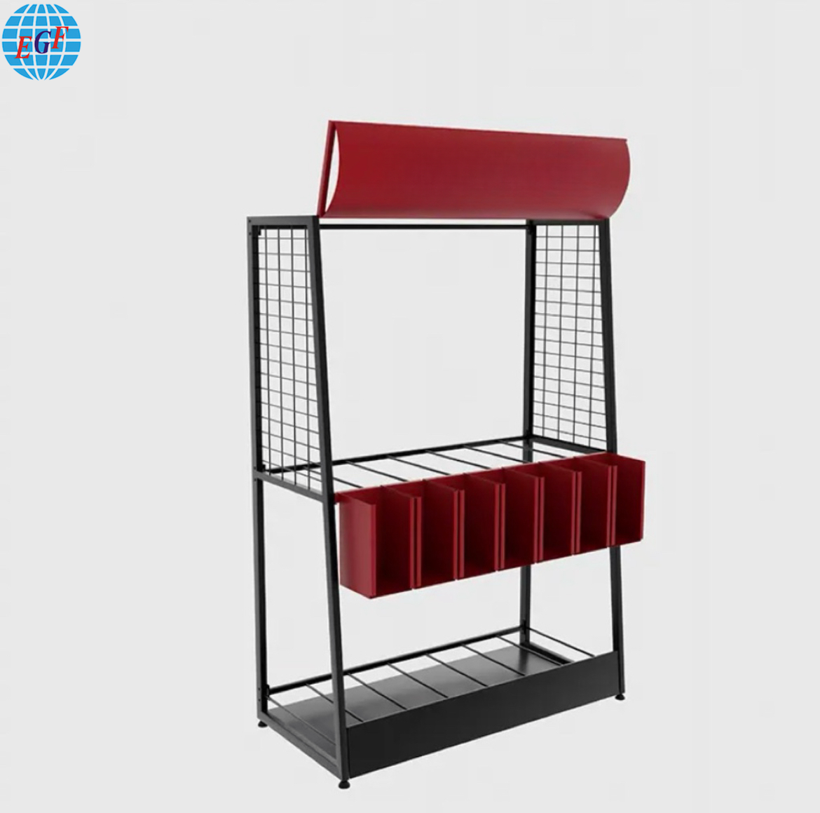Custom Retail Store Tool Display Rack with Seven Metal Boxes and Top Logo Printing