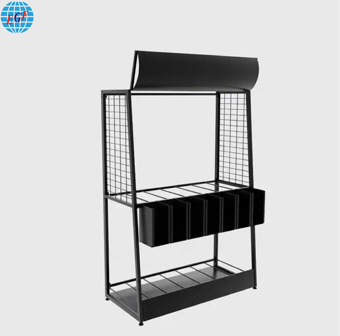 Custom Retail Store Tool Display Rack with Seven Metal Boxes and Top Logo Printing