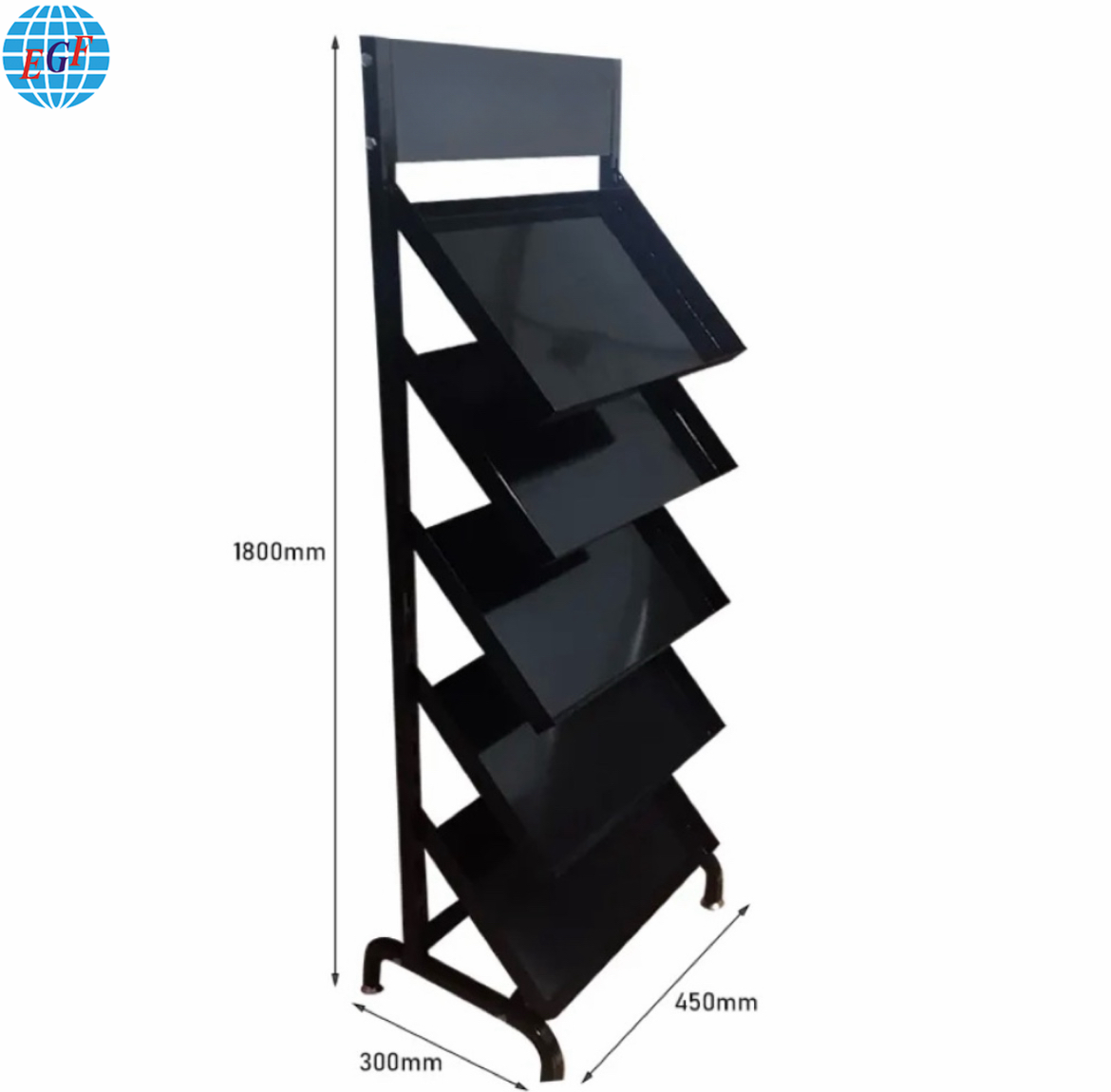 Custom Ceramic Tile Marble Display Stand Made of Black Metal Material with Brochure Display Stand