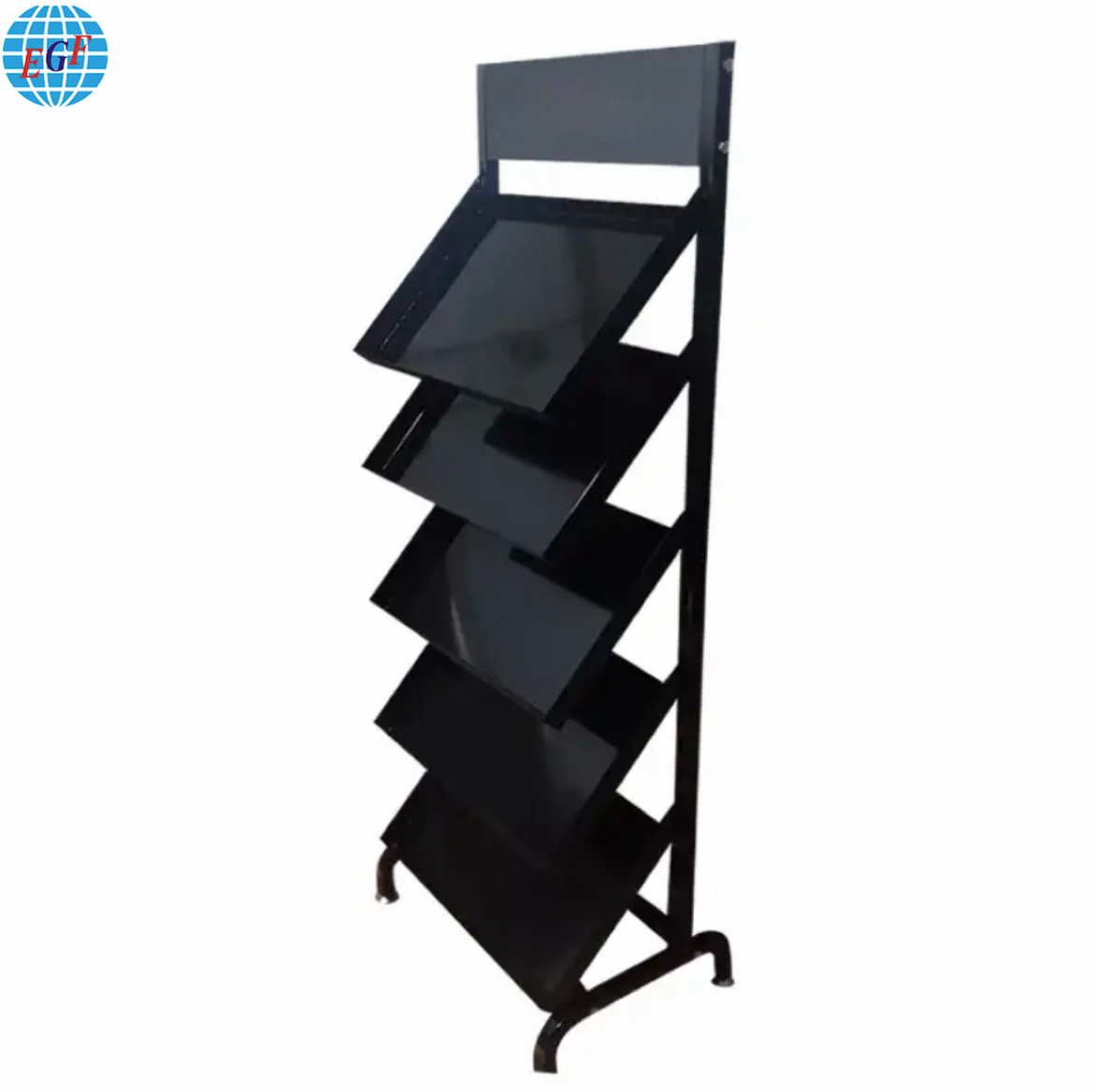 Custom Ceramic Tile Marble Display Stand Made of Black Metal Material with Brochure Display Stand