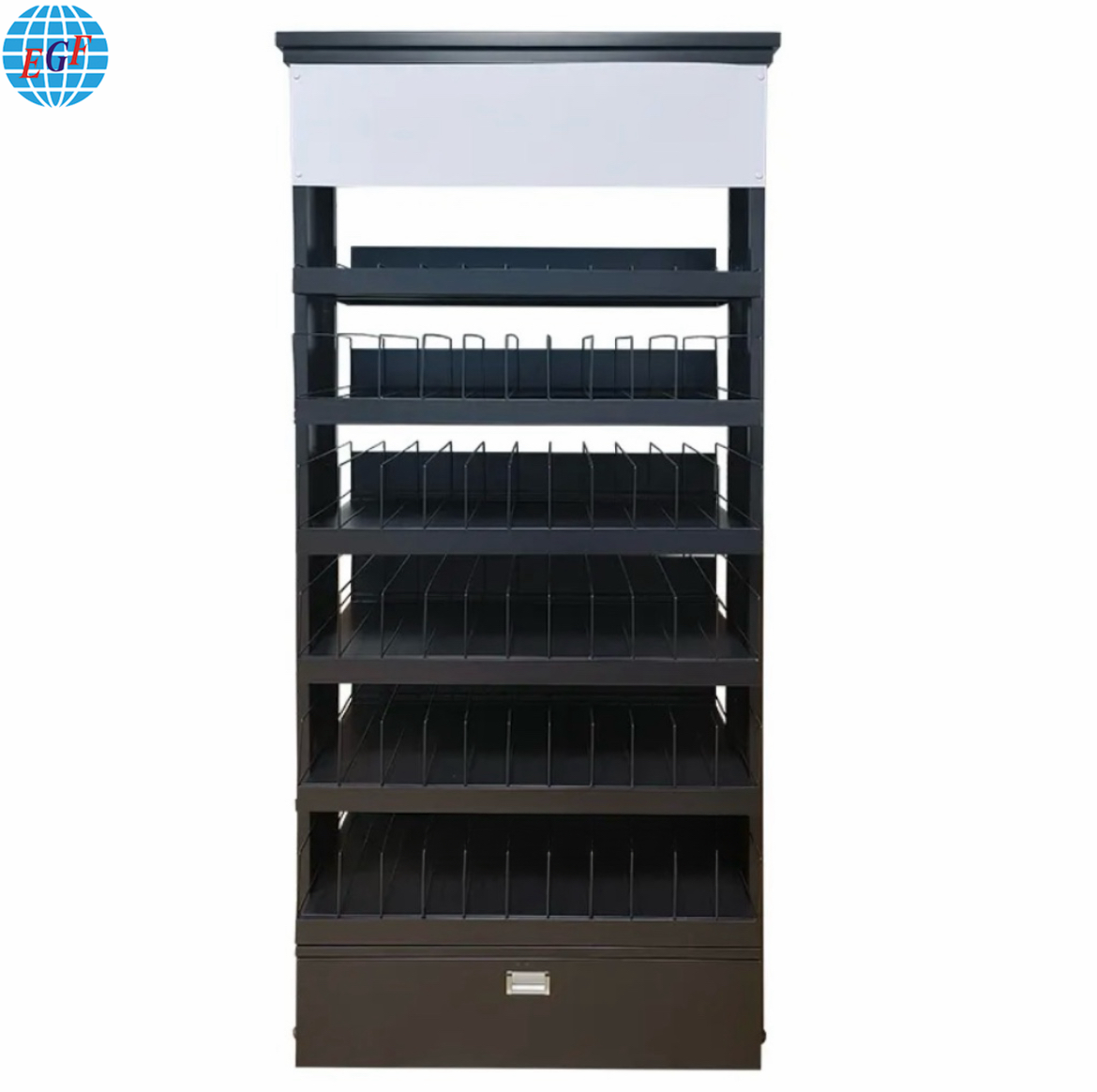 Custom Six-Tier Showy Beauty Display Rack Shelving Suppliers Black Metal Storage Rack Storage Display Stand