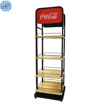 Custom Custom Four-Tier Retail POS Wooden Floor Standing Metal Wire ...