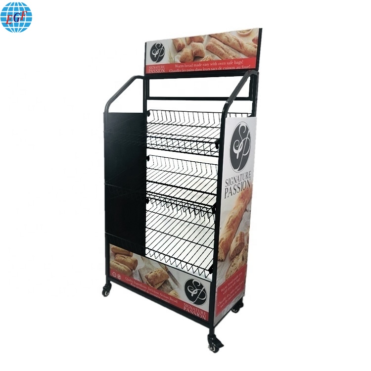 Custom Free Standing Multi Tiered Metal Rack Bread Display Shelf For ...