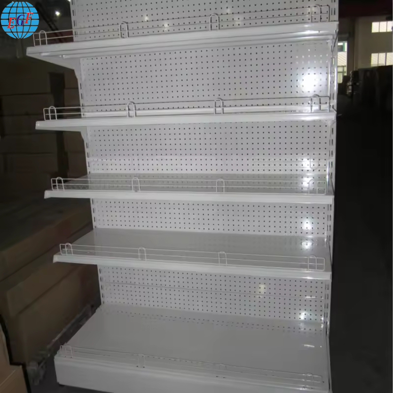 Double Side Back Hole Board Five Layers Supermarket Display Shelves, Customizable