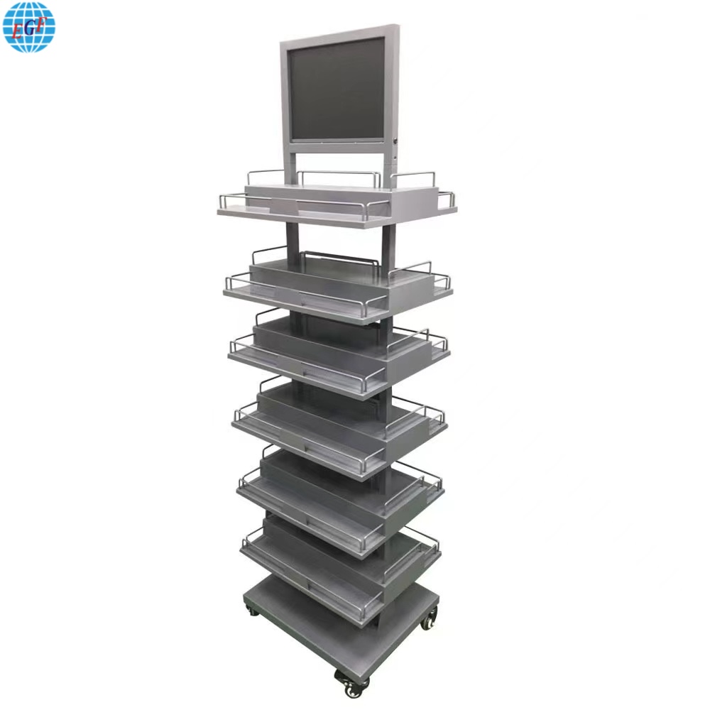 Retail Store Pop Up Metal Wire Candy Shelves Floor Standing Display Rack 4