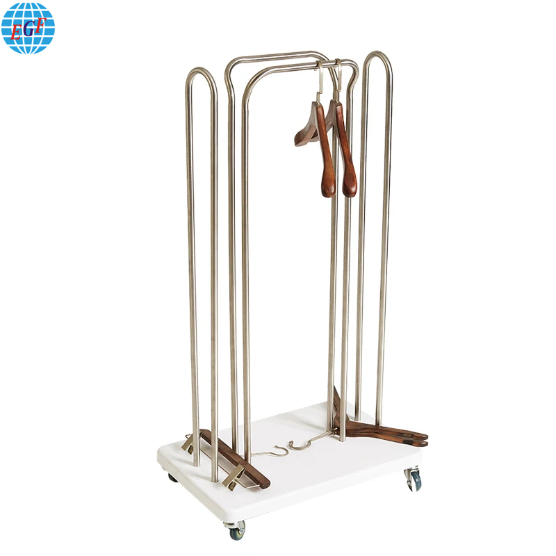 Commercial Metal Movable Clothing Store Organizer Floor Standing Clothes Hanger Stacker
