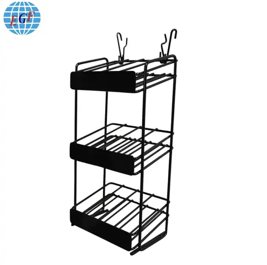 customized 3 tier counter candy chocolate bar chew gum black metal wire countertop /wall display stand rack