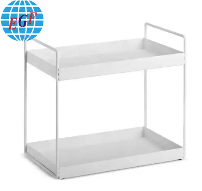 Countertop Metal Two-Tier Shelf Display Storage, White, Customizable