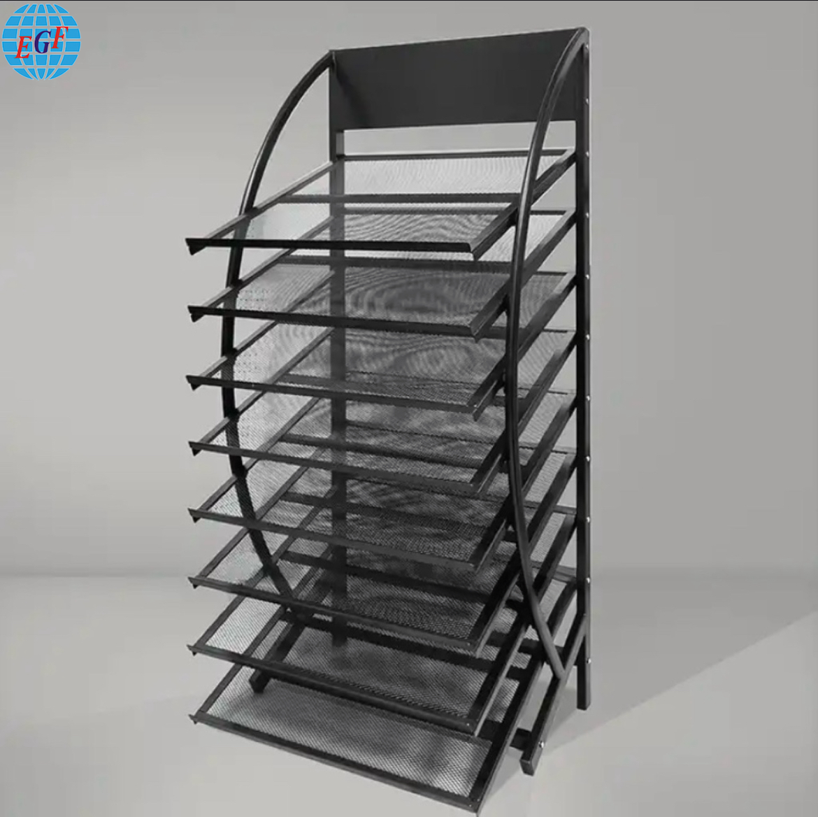 Custom Eight-Tier Highly Stable Metal Grid Ceramic Tile Display Rack for Retail Stores