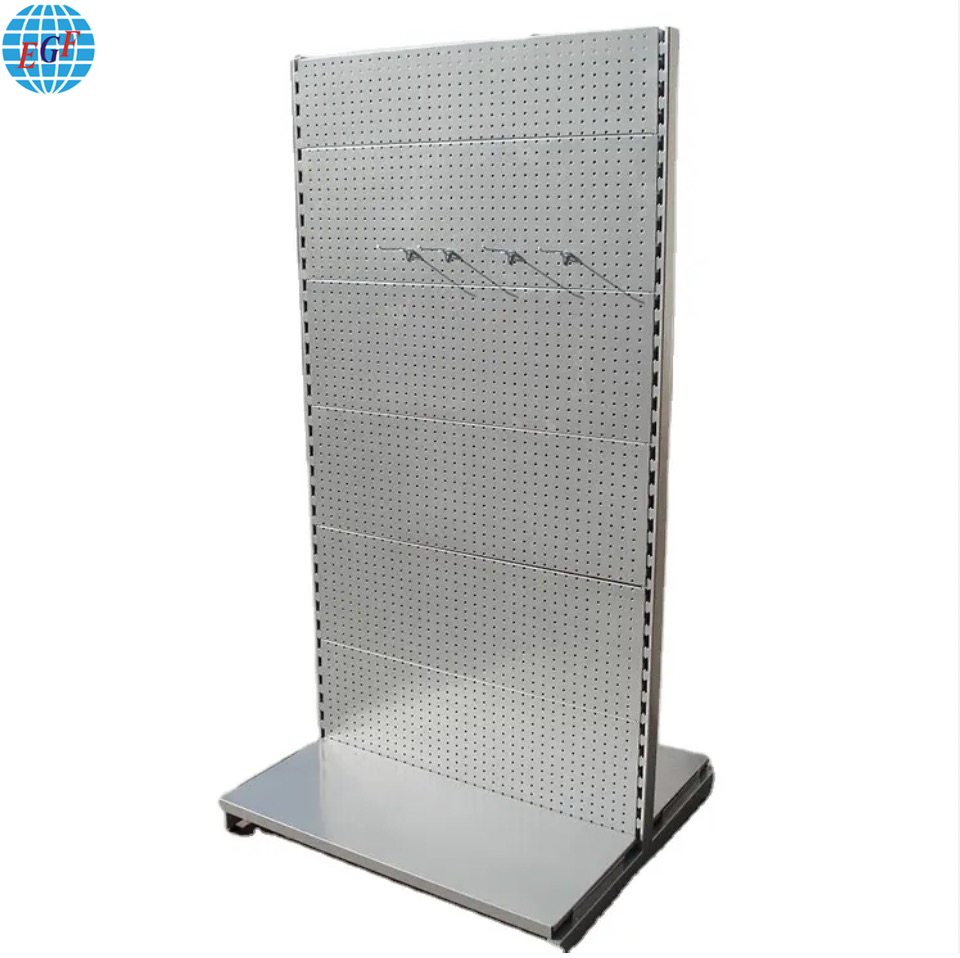 Custom Supermarket Shelf Metal Pegboard Perforated/Grid/Slatwall/Panel Back Display Rack