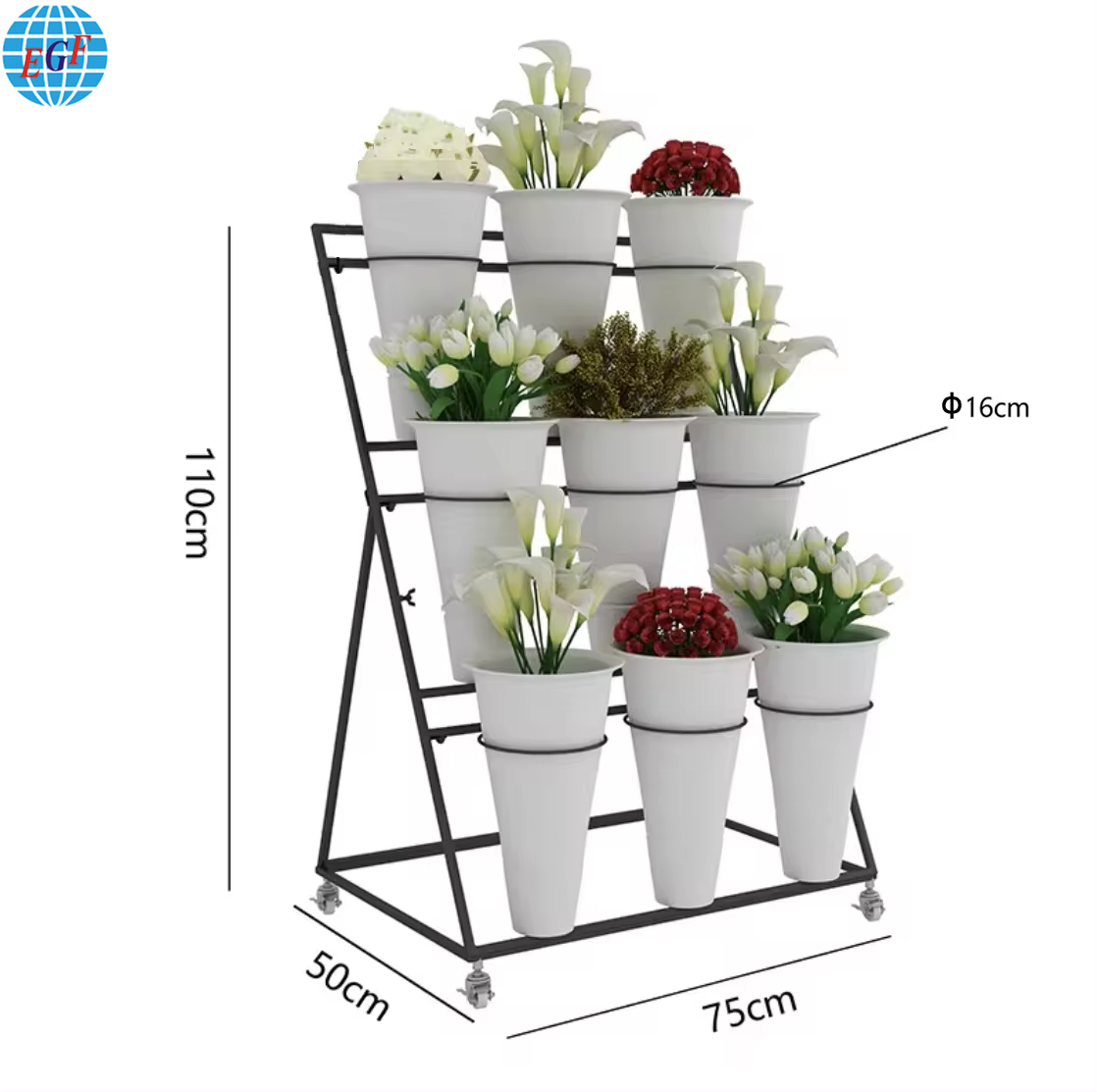 User 4 Styles Durable Plastic Flower Bucket Display Shelves for Garden Centers