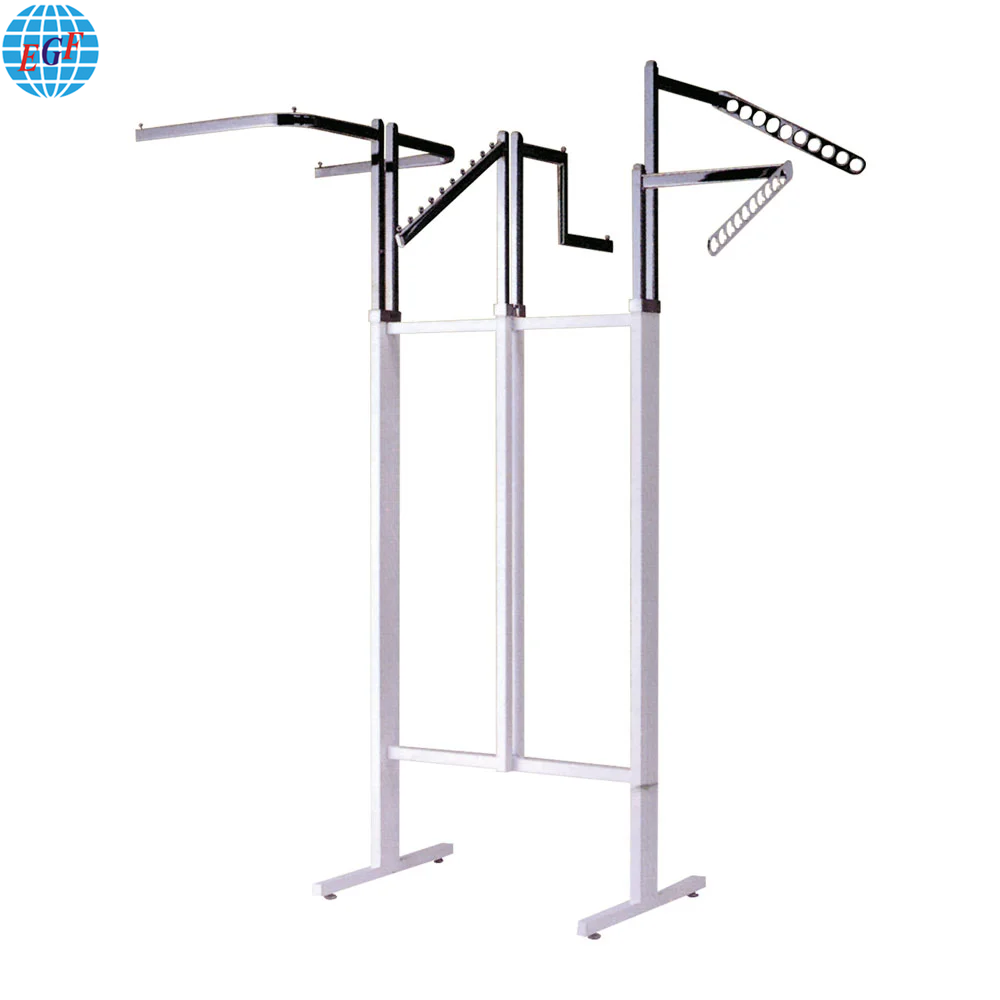 Premium Steel 6-Way Clothing Rack with Adjustable Height and Castors or Adjustable Feet - Chrome Finish